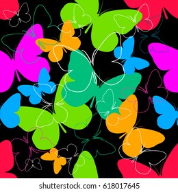 Seamless butterflies background. Vector