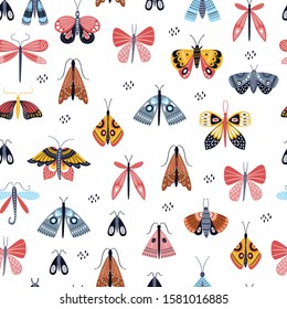 Seamless butterflies pattern in Svandinavian style. Perfect for fabric, wallpaper, wrapping paper