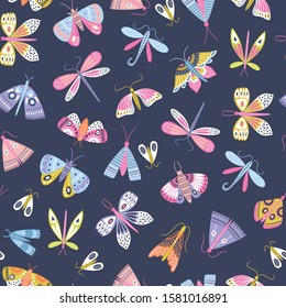 Seamless butterflies pattern in Svandinavian style. Perfect for fabric, wallpaper, wrapping paper