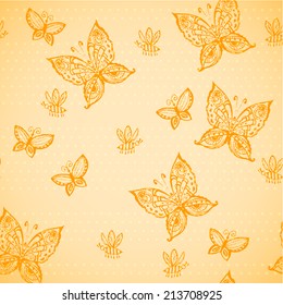 Seamless butterflies warm  pattern