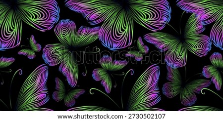 Seamless butterfly background . Hand drawn. Not AI, vector illustration