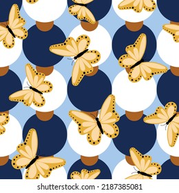 Seamless butterfly with geometric pattern. Vector Illustration.