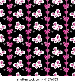 Seamless butterfly heart pattern in vector