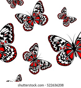seamless butterfly with hearts. Vector