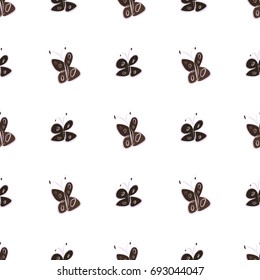 Seamless butterfly illustrations background abstract, hand drawn. Cartoon style vector graphic.