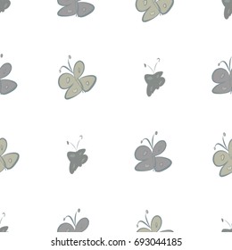 Seamless butterfly illustrations background abstract, hand drawn. Cartoon style vector graphic.