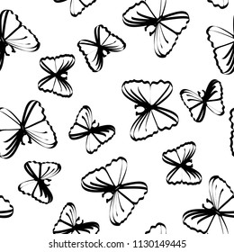 Seamless butterfly pattern in black and white