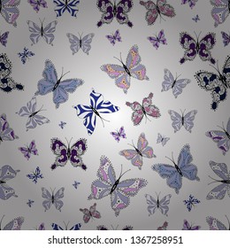 Seamless. Butterfly pattern black, white and neutrals. Vector. Superb background for design of fabric, paper, wrappers and wallpaper.