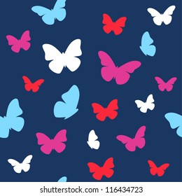 Seamless butterfly pattern in bright colors. Vector illustration