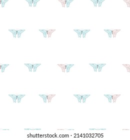 Seamless butterfly pattern in contour style. Summer print. Vector illustration for background, wrapping paper, decor