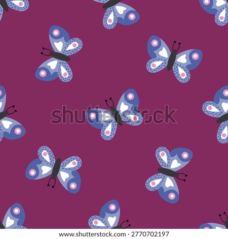 Seamless Butterfly Pattern. Cute Colorful Insects Design