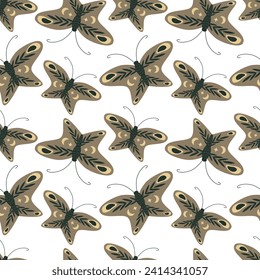 Seamless butterfly pattern. Decorative butterflies with floral patterns. For packaging, wrapping paper, wallpaper, clothing, notepads.