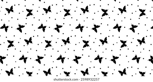 seamless butterfly pattern design with black and white colors