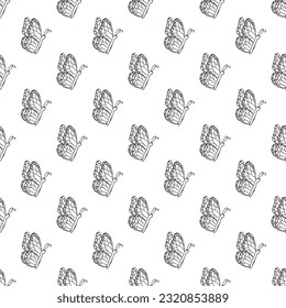Seamless butterfly pattern. Drawn butterfly background