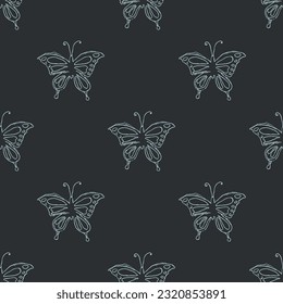 Seamless butterfly pattern. Drawn butterfly background