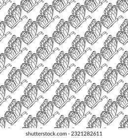 Seamless butterfly pattern. Drawn butterfly background