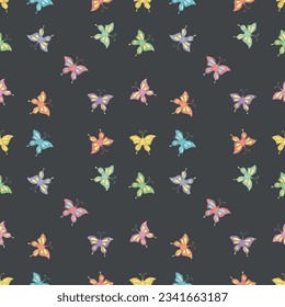 Seamless butterfly pattern. Drawn butterfly background
