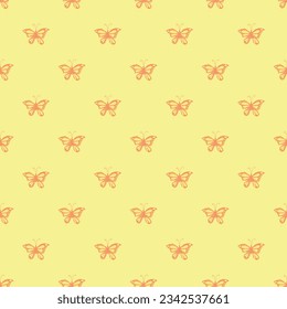 Seamless butterfly pattern. Drawn butterfly background