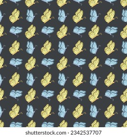 Seamless butterfly pattern. Drawn butterfly background