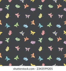 Patrón de mariposa sin foco. Fondo de mariposa dibujado