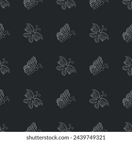 Seamless butterfly pattern. Drawn butterfly background