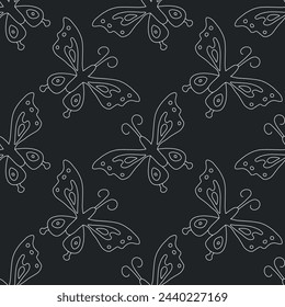 Seamless butterfly pattern. Drawn butterfly background