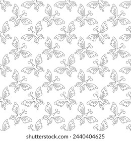 Seamless butterfly pattern. Drawn butterfly background