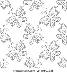 Seamless butterfly pattern. Drawn butterfly background