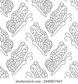 Seamless butterfly pattern. Drawn butterfly background