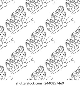 Seamless butterfly pattern. Drawn butterfly background