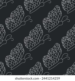 Seamless butterfly pattern. Drawn butterfly background