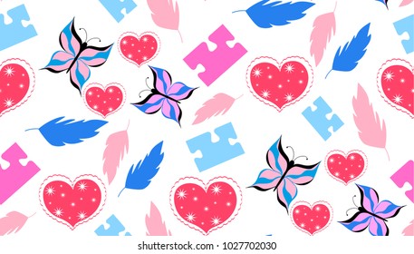 seamless butterfly pattern feather heart jigsaw puzzle