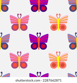 Seamless butterfly pattern. Hand drawn vector illustration.Abstract shapes and doodles. Modern graphic design.