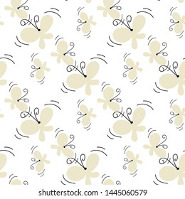 Seamless butterfly pattern. Hand-drawn. Cute little butterflies.