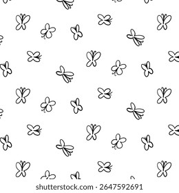 Seamless butterfly pattern in one continuous line style. Hand-drawn ink vector design inspired by nature. Artistic minimalist background perfect for textiles and wallpapers.