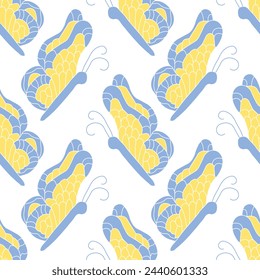 Seamless butterfly pattern. ornament with butterflies. drawn spring illustration