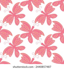 Seamless butterfly pattern. ornament with butterflies. drawn spring illustration