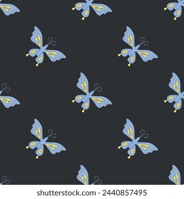 Seamless butterfly pattern. ornament with butterflies. drawn spring illustration