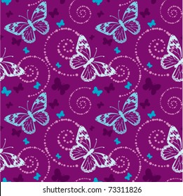 seamless butterfly pattern in purple background