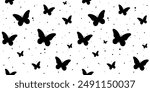 Seamless butterfly pattern. A repetitive cute background with hand-drawn butterflies. The repetitive design of modern colors for prints. barbie design for a girl. A simple pattern of print, paper