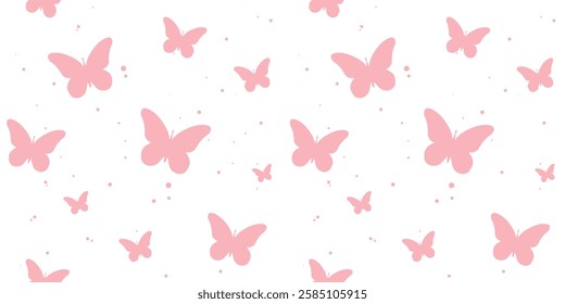 Seamless butterfly pattern. A repetitive cute background with hand-drawn butterflies. The repetitive design of modern colors for prints. black design for a girl. A simple pattern of print, paper,  tex