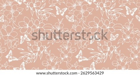 Seamless butterfly pattern in soft pastel tones, perfect for fabric, textile, nursery decor, wallpaper and wrapping paper. Cute repeating design ideal for spring collections, baby products, stationery and surface design projects.