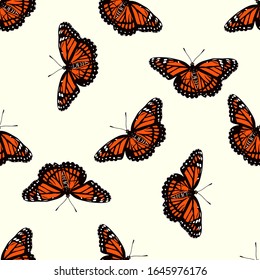 Seamless butterfly pattern, vector colorful texture 