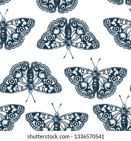 seamless butterfly pattern vector, hand drawing