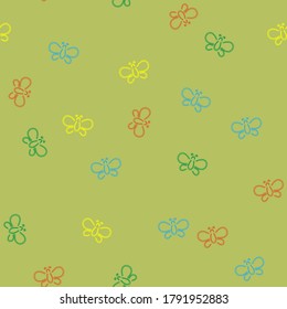 seamless butterfly pattern vector illustration on green background