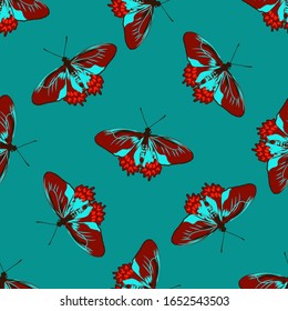 Seamless butterfly pattern, vector texture 