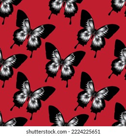 Seamless butterfly pattern as vintage wallpaper, suit for fabric, textile, illustration, graphic vector.