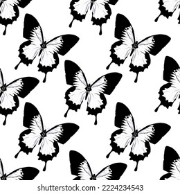 Seamless butterfly pattern as vintage wallpaper, suit for fabric, textile, illustration, graphic vector.