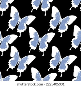 Seamless butterfly pattern as vintage wallpaper, suit for fabric, textile, illustration, graphic vector.
