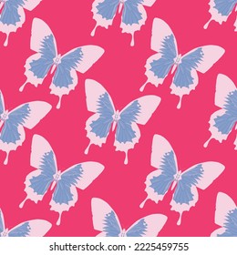 Patrón de mariposa sin soldadura como papel pintado vintage, traje para tela, textil, ilustración, vector gráfico.